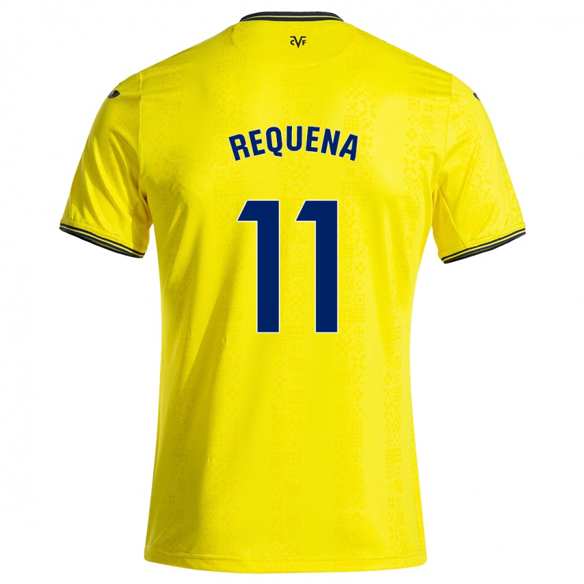 Børn Dani Requena #11 Gul Sort Hjemmebane Spillertrøjer 2024/25 Trøje T-Shirt