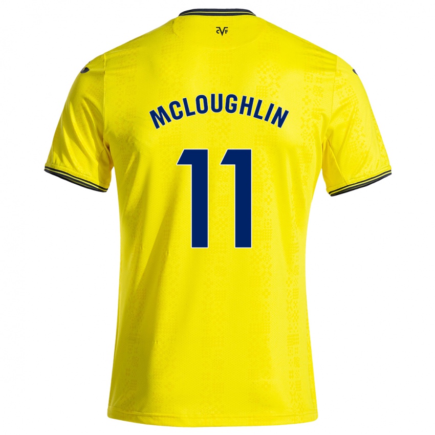 Børn Caden Mcloughlin #11 Gul Sort Hjemmebane Spillertrøjer 2024/25 Trøje T-Shirt