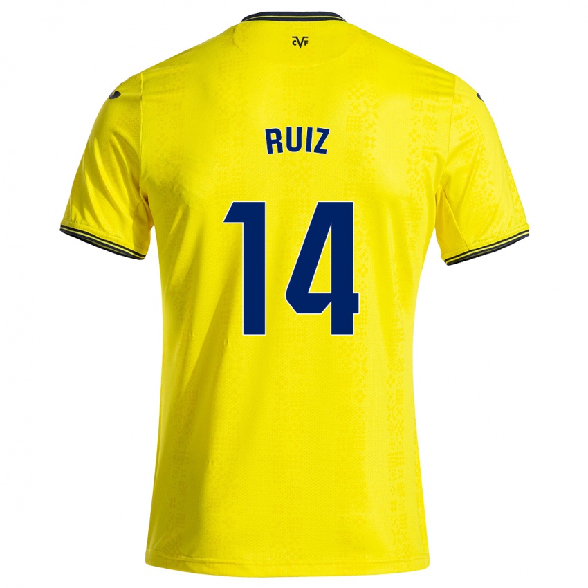 Børn Adri Ruiz #14 Gul Sort Hjemmebane Spillertrøjer 2024/25 Trøje T-Shirt