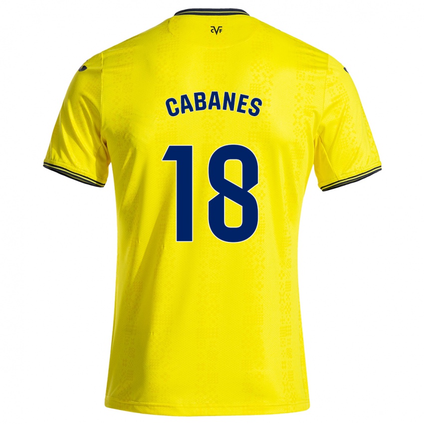 Børn Pau Cabanes #18 Gul Sort Hjemmebane Spillertrøjer 2024/25 Trøje T-Shirt