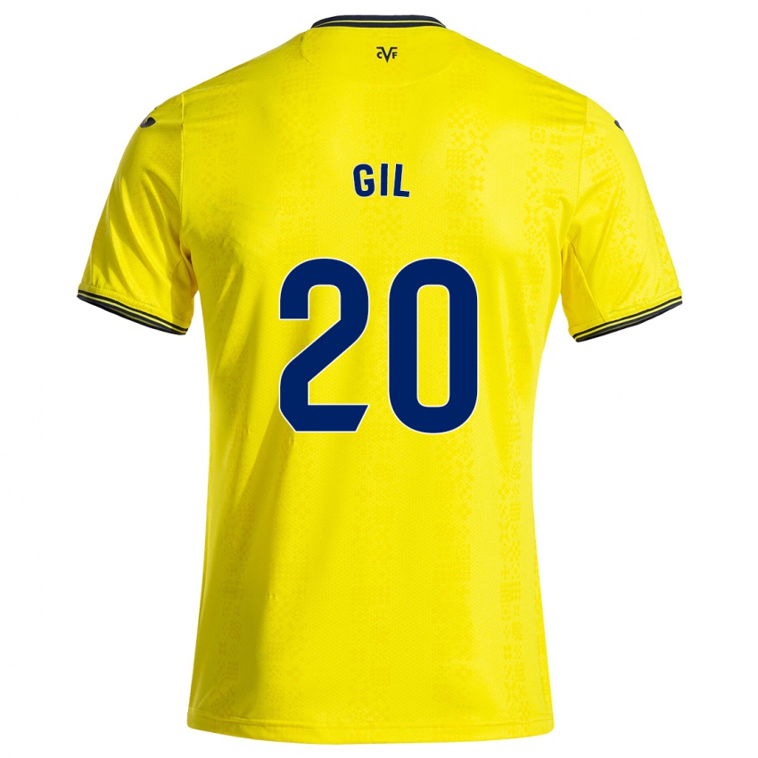 Børn Mario Gil #20 Gul Sort Hjemmebane Spillertrøjer 2024/25 Trøje T-Shirt