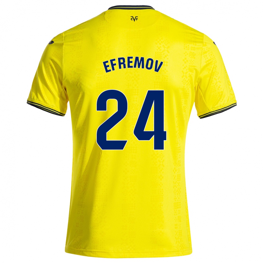 Børn Anton Efremov #24 Gul Sort Hjemmebane Spillertrøjer 2024/25 Trøje T-Shirt