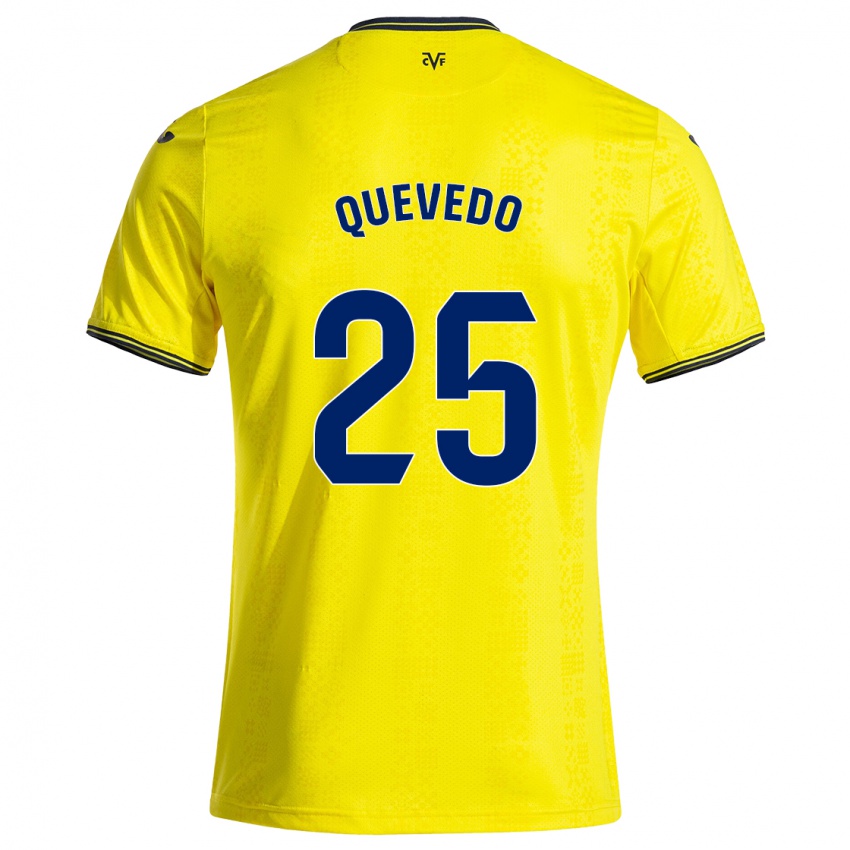 Børn Alex Quevedo #25 Gul Sort Hjemmebane Spillertrøjer 2024/25 Trøje T-Shirt