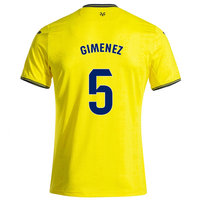 Børn Yenifer Giménez #5 Gul Sort Hjemmebane Spillertrøjer 2024/25 Trøje T-Shirt