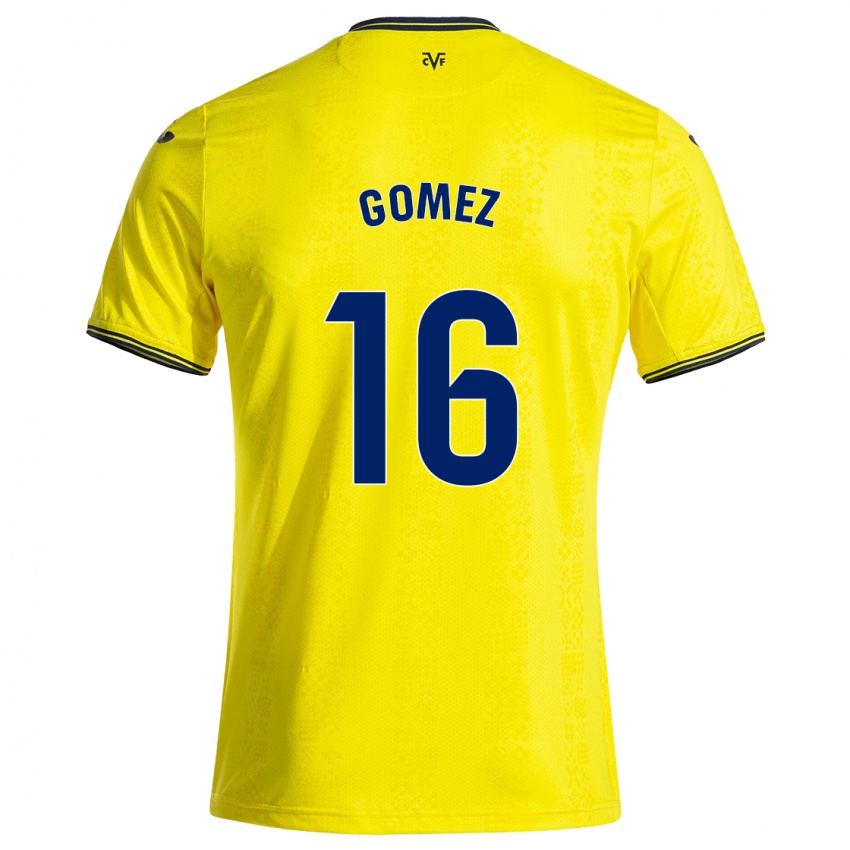 Børn Queralt Gómez #16 Gul Sort Hjemmebane Spillertrøjer 2024/25 Trøje T-Shirt