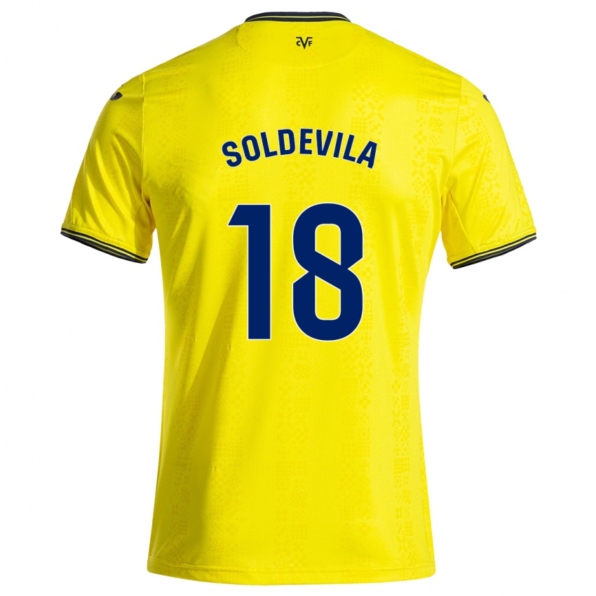 Børn Paola Soldevila #18 Gul Sort Hjemmebane Spillertrøjer 2024/25 Trøje T-Shirt