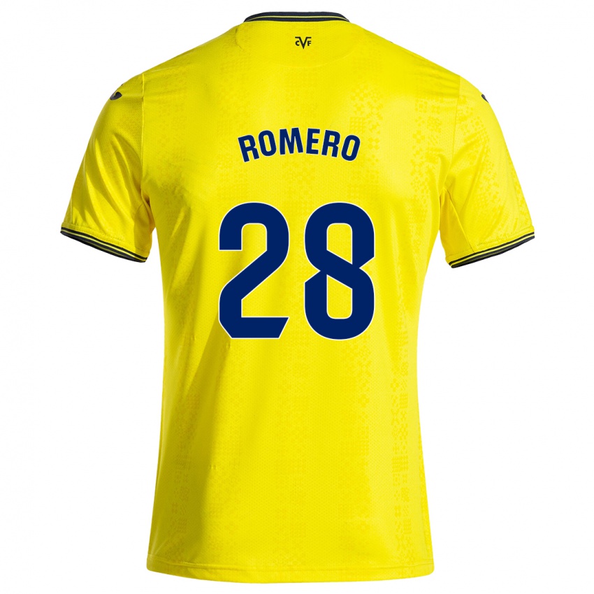 Børn María Romero #28 Gul Sort Hjemmebane Spillertrøjer 2024/25 Trøje T-Shirt