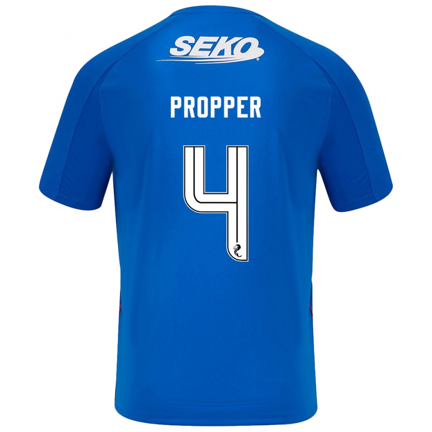 Børn Robin Pröpper #4 Mørkeblå Hjemmebane Spillertrøjer 2024/25 Trøje T-Shirt