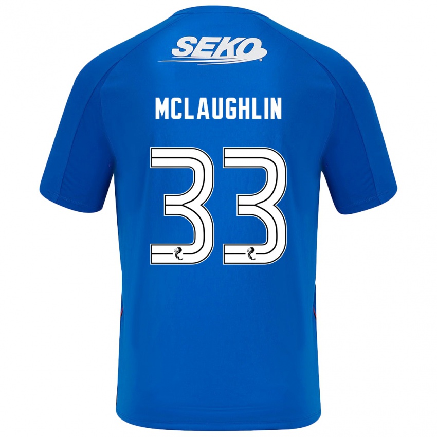 Børn Jon Mclaughlin #33 Mørkeblå Hjemmebane Spillertrøjer 2024/25 Trøje T-Shirt