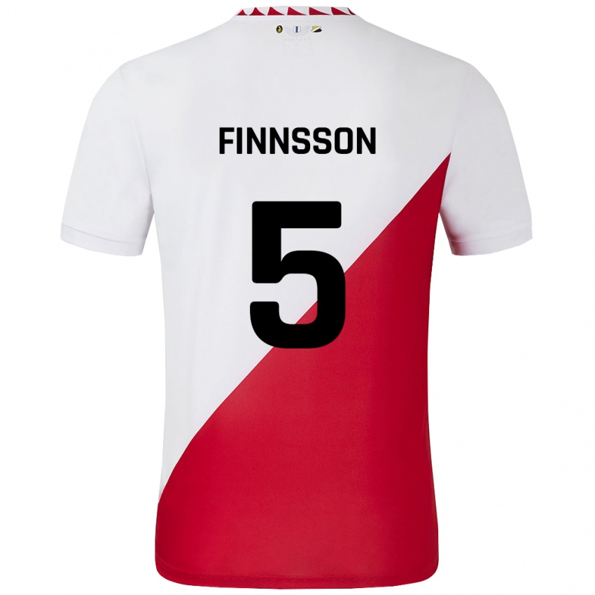 Børn Kolbeinn Finnsson #5 Hvid Rød Hjemmebane Spillertrøjer 2024/25 Trøje T-Shirt