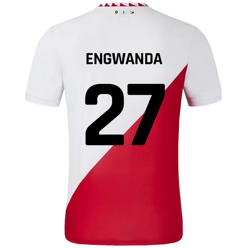 Børn Alonzo Engwanda #27 Hvid Rød Hjemmebane Spillertrøjer 2024/25 Trøje T-Shirt