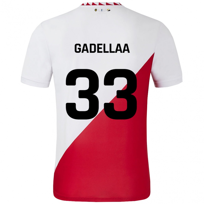 Børn Kevin Gadellaa #33 Hvid Rød Hjemmebane Spillertrøjer 2024/25 Trøje T-Shirt