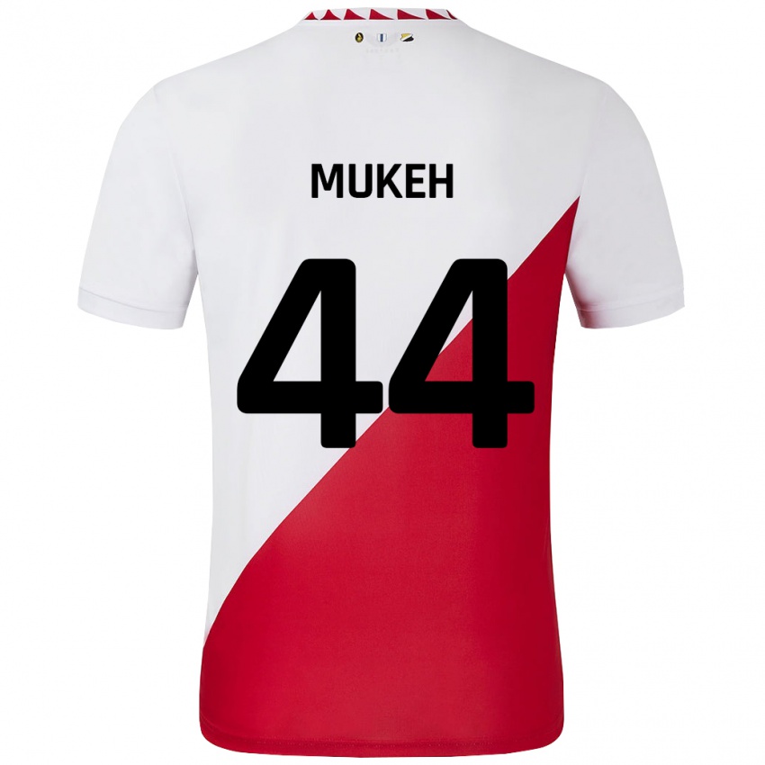 Børn Joshua Mukeh #44 Hvid Rød Hjemmebane Spillertrøjer 2024/25 Trøje T-Shirt