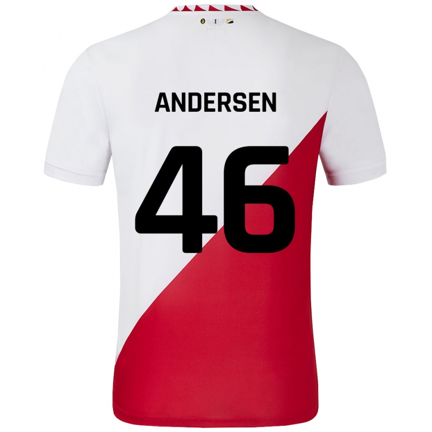 Børn Silas Andersen #46 Hvid Rød Hjemmebane Spillertrøjer 2024/25 Trøje T-Shirt