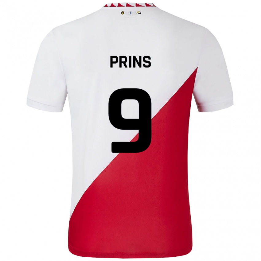 Børn Femke Prins #9 Hvid Rød Hjemmebane Spillertrøjer 2024/25 Trøje T-Shirt