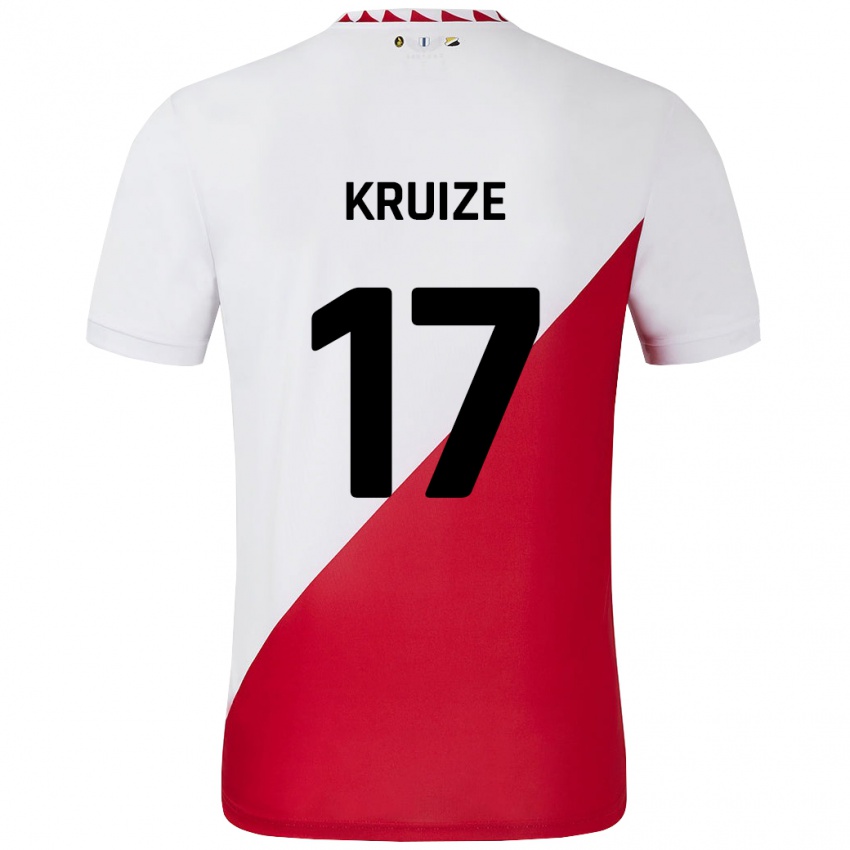 Børn Elisha Kruize #17 Hvid Rød Hjemmebane Spillertrøjer 2024/25 Trøje T-Shirt