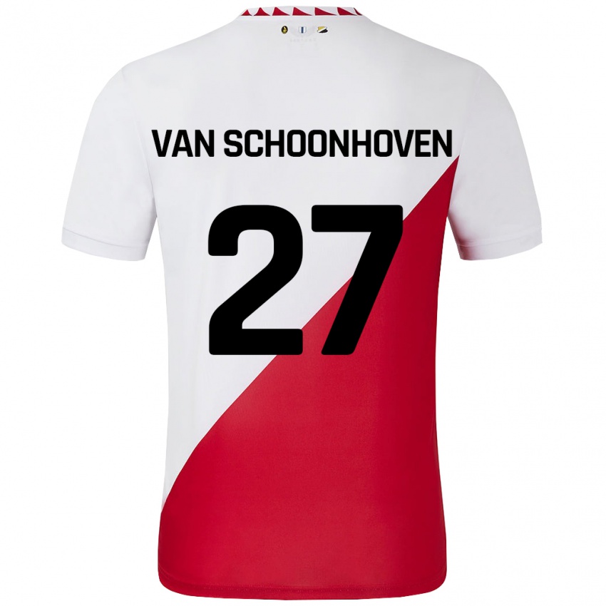 Børn Nurija Van Schoonhoven #27 Hvid Rød Hjemmebane Spillertrøjer 2024/25 Trøje T-Shirt