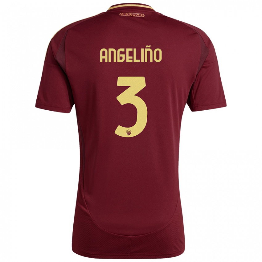 Børn Angelino #3 Rød Brun Guld Hjemmebane Spillertrøjer 2024/25 Trøje T-Shirt