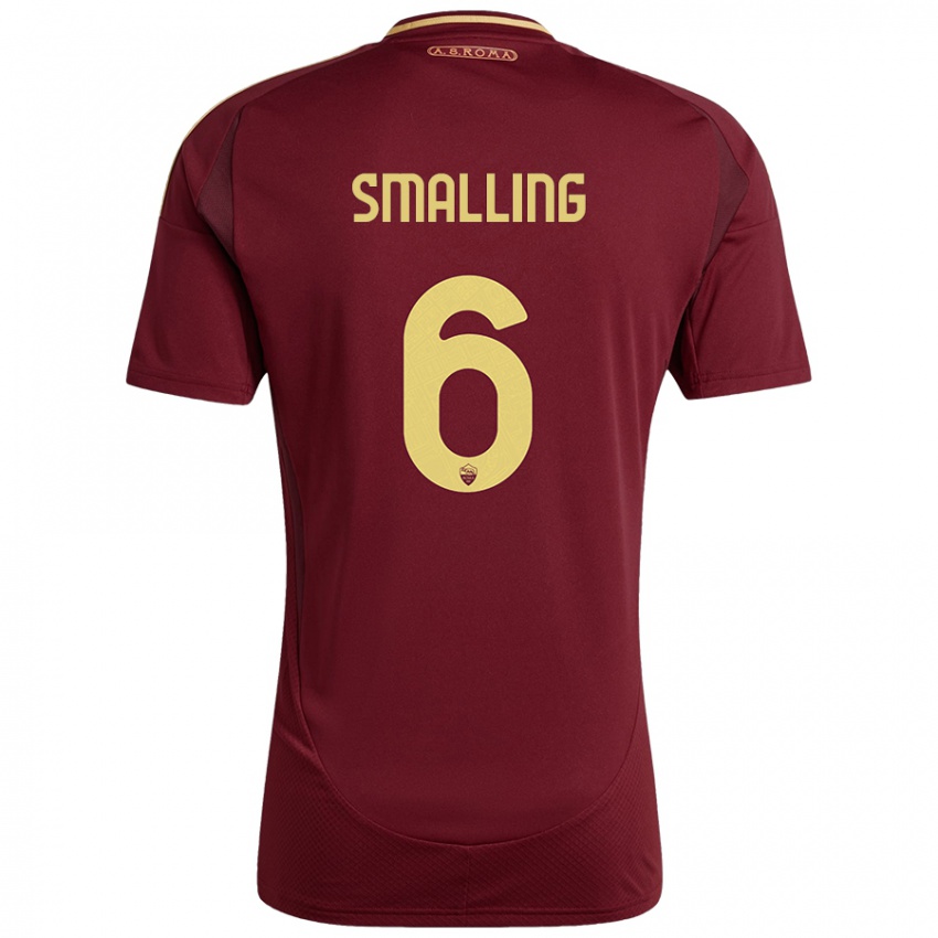 Børn Chris Smalling #6 Rød Brun Guld Hjemmebane Spillertrøjer 2024/25 Trøje T-Shirt