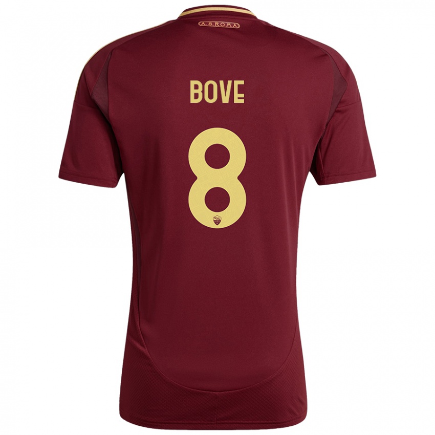 Børn Edoardo Bove #8 Rød Brun Guld Hjemmebane Spillertrøjer 2024/25 Trøje T-Shirt