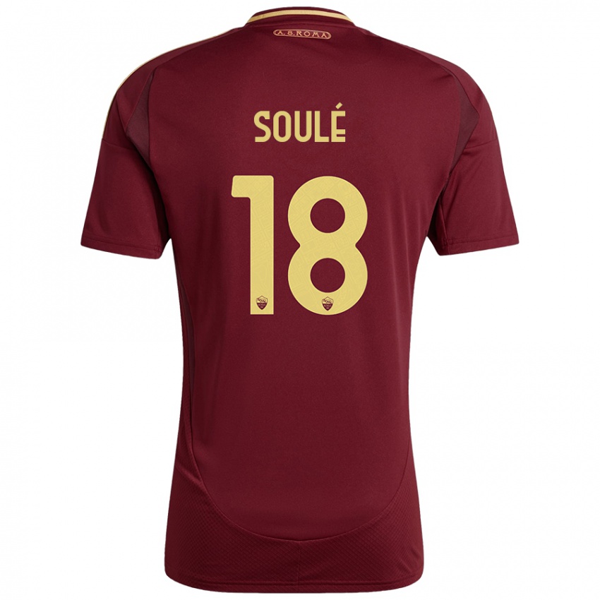 Børn Matías Soulé #18 Rød Brun Guld Hjemmebane Spillertrøjer 2024/25 Trøje T-Shirt