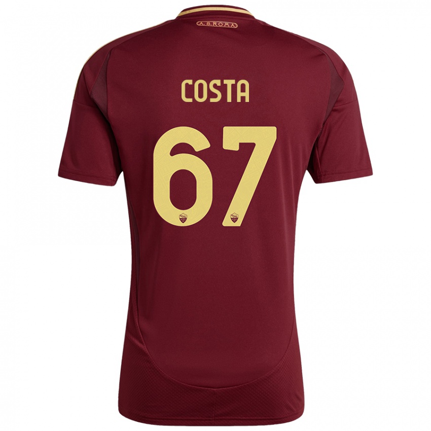 Børn João Costa #67 Rød Brun Guld Hjemmebane Spillertrøjer 2024/25 Trøje T-Shirt