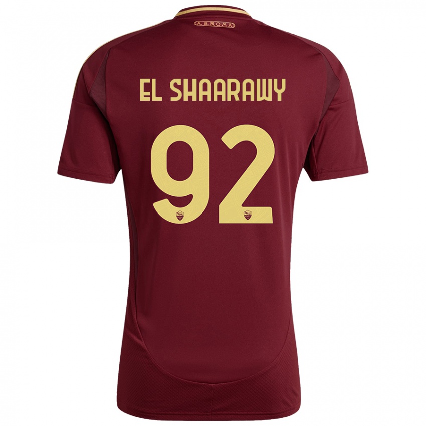 Børn Stephan El Shaarawy #92 Rød Brun Guld Hjemmebane Spillertrøjer 2024/25 Trøje T-Shirt