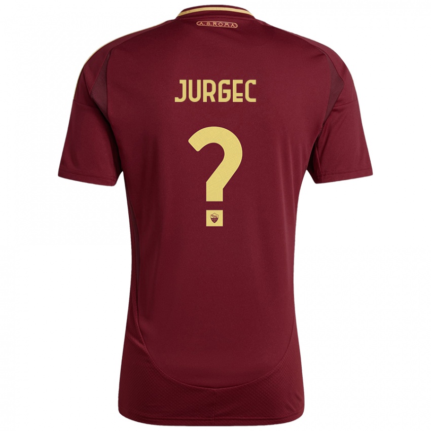 Børn Jan Jurgec #0 Rød Brun Guld Hjemmebane Spillertrøjer 2024/25 Trøje T-Shirt