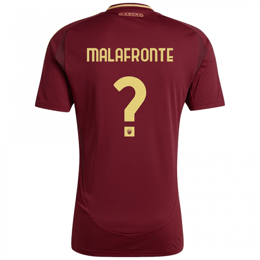 Børn Matteo Malafronte #0 Rød Brun Guld Hjemmebane Spillertrøjer 2024/25 Trøje T-Shirt