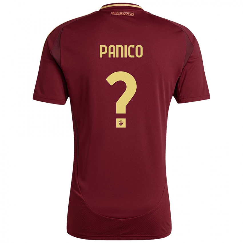 Børn Francesco Panico #0 Rød Brun Guld Hjemmebane Spillertrøjer 2024/25 Trøje T-Shirt