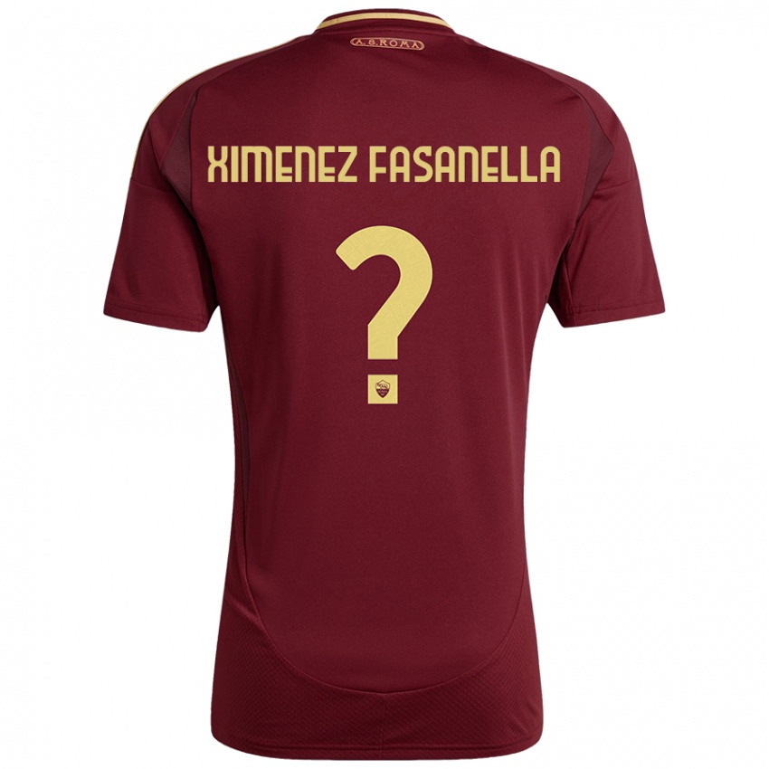 Børn Rafael Ximenez Fasanella #0 Rød Brun Guld Hjemmebane Spillertrøjer 2024/25 Trøje T-Shirt