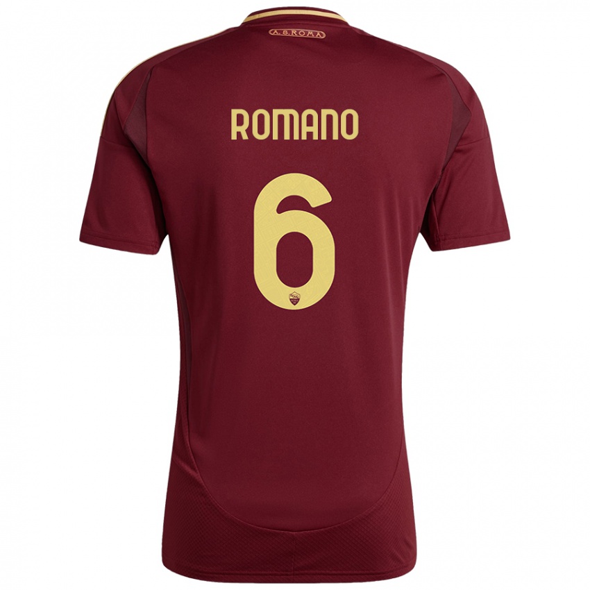 Børn Alessandro Romano #6 Rød Brun Guld Hjemmebane Spillertrøjer 2024/25 Trøje T-Shirt