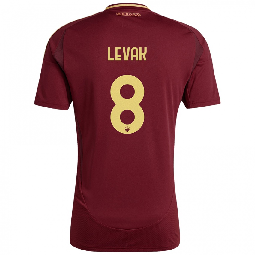 Børn Sergej Levak #8 Rød Brun Guld Hjemmebane Spillertrøjer 2024/25 Trøje T-Shirt