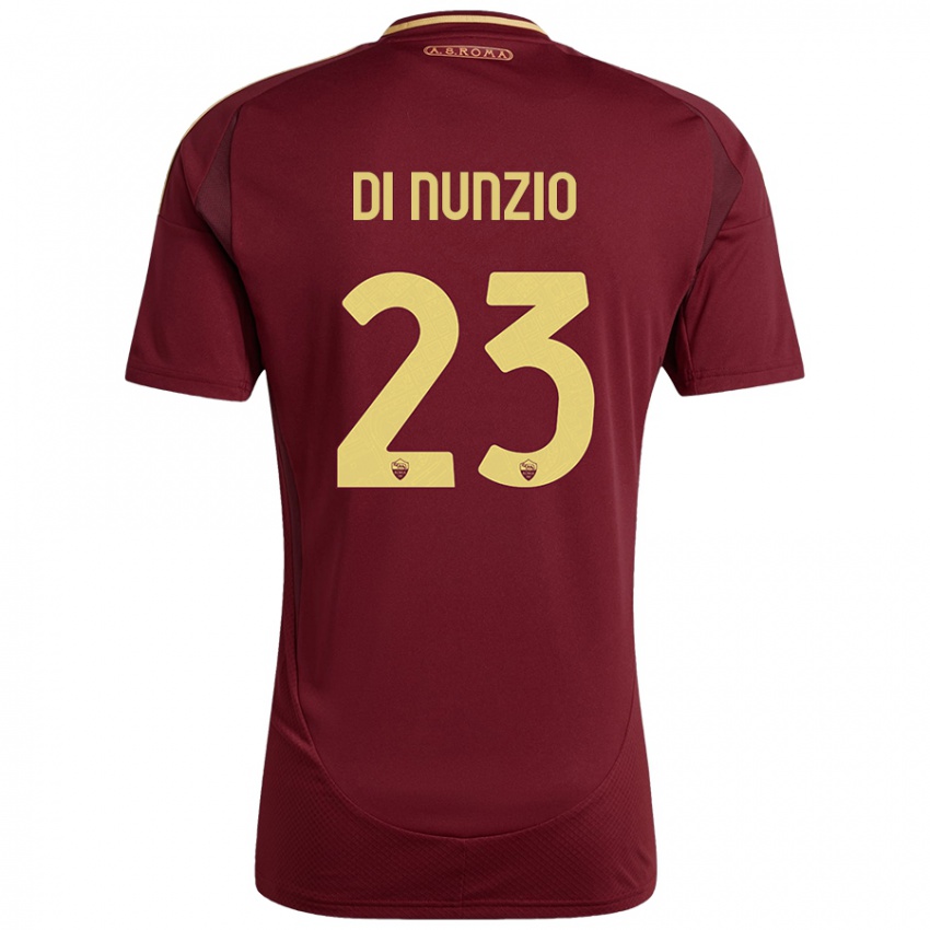 Børn Alessandro Di Nunzio #23 Rød Brun Guld Hjemmebane Spillertrøjer 2024/25 Trøje T-Shirt