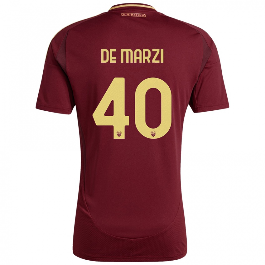 Børn Giorgio De Marzi #40 Rød Brun Guld Hjemmebane Spillertrøjer 2024/25 Trøje T-Shirt