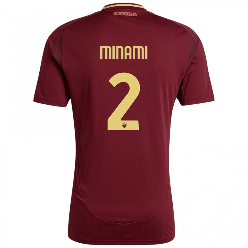 Børn Moeka Minami #2 Rød Brun Guld Hjemmebane Spillertrøjer 2024/25 Trøje T-Shirt