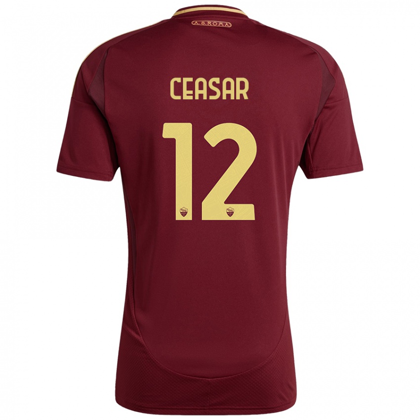 Børn Camelia Ceasar #12 Rød Brun Guld Hjemmebane Spillertrøjer 2024/25 Trøje T-Shirt