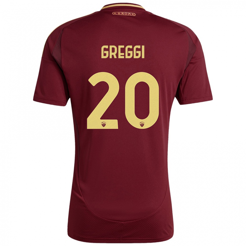 Børn Giada Greggi #20 Rød Brun Guld Hjemmebane Spillertrøjer 2024/25 Trøje T-Shirt