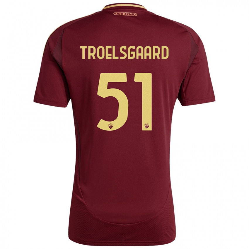 Børn Sanne Troelsgaard #51 Rød Brun Guld Hjemmebane Spillertrøjer 2024/25 Trøje T-Shirt