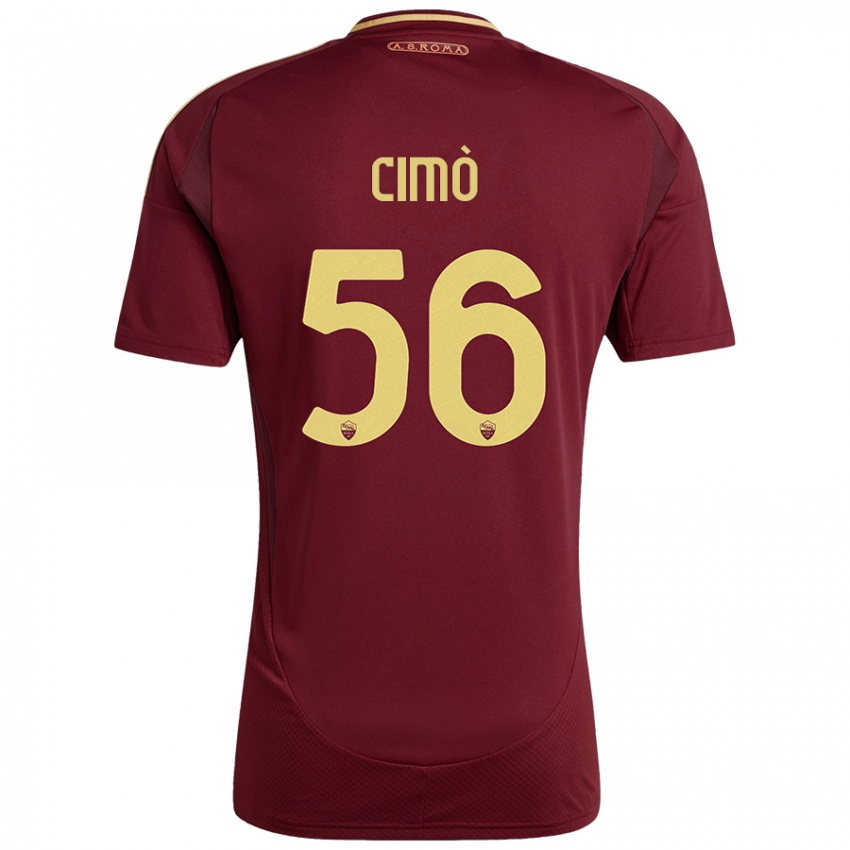 Børn Giada Cimò #56 Rød Brun Guld Hjemmebane Spillertrøjer 2024/25 Trøje T-Shirt