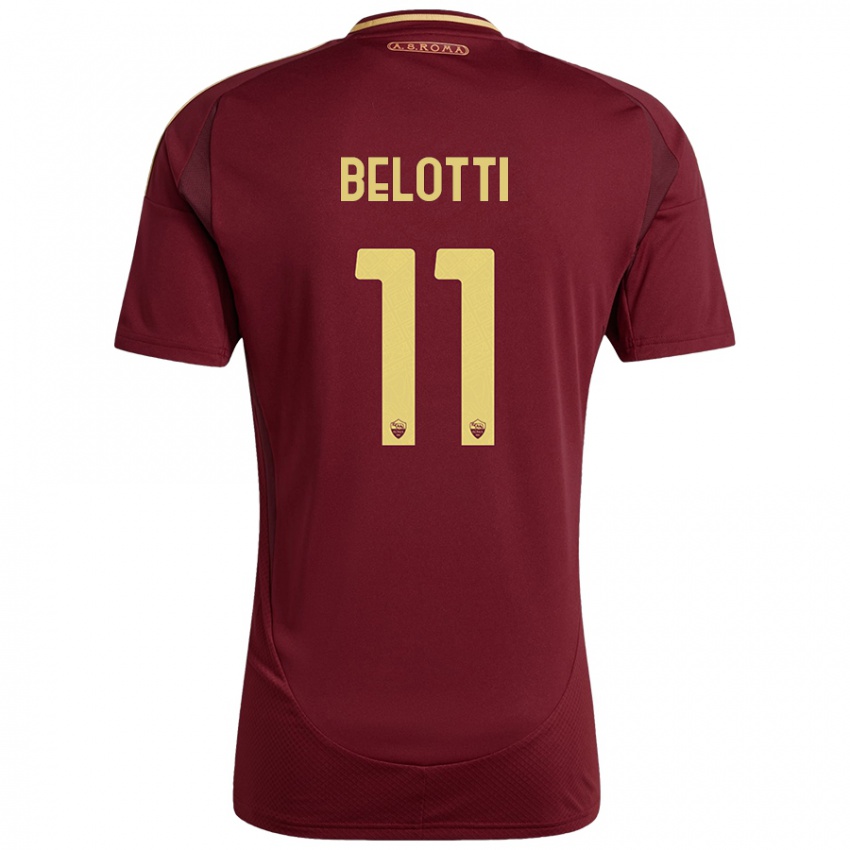 Børn Andrea Belotti #11 Rød Brun Guld Hjemmebane Spillertrøjer 2024/25 Trøje T-Shirt