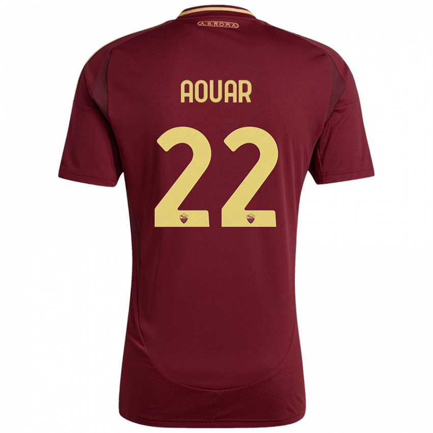 Børn Houssem Aouar #22 Rød Brun Guld Hjemmebane Spillertrøjer 2024/25 Trøje T-Shirt