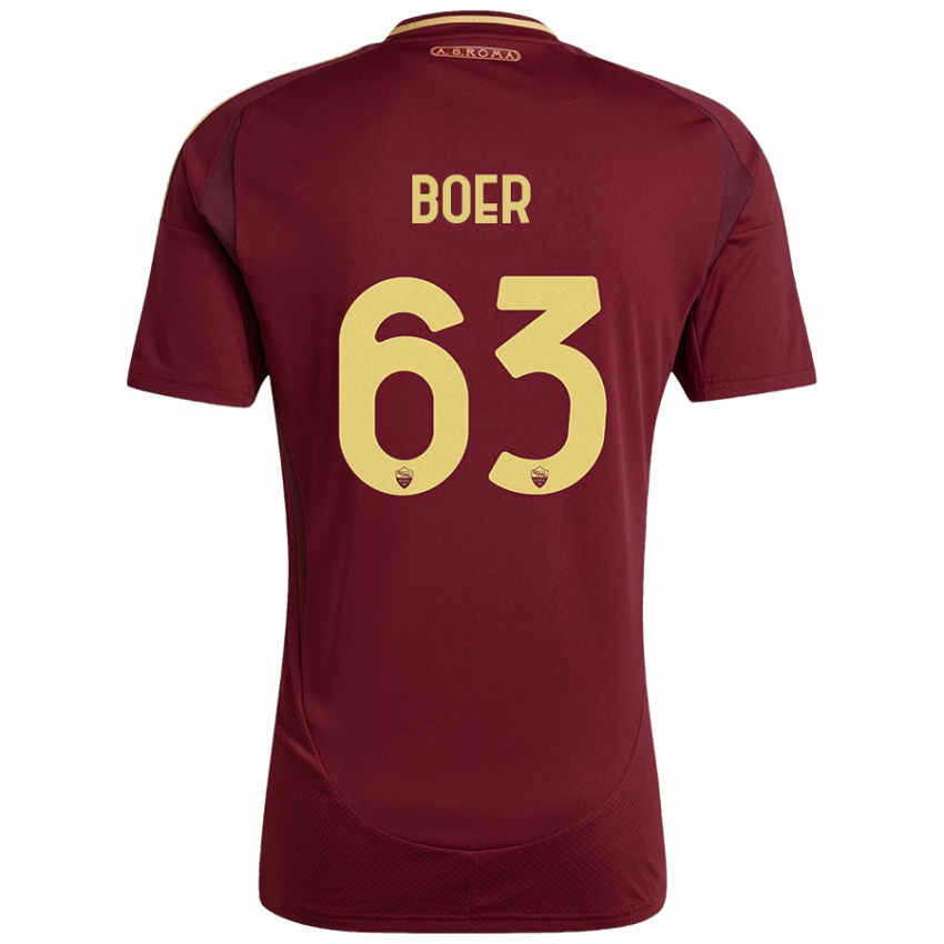 Børn Pietro Boer #63 Rød Brun Guld Hjemmebane Spillertrøjer 2024/25 Trøje T-Shirt