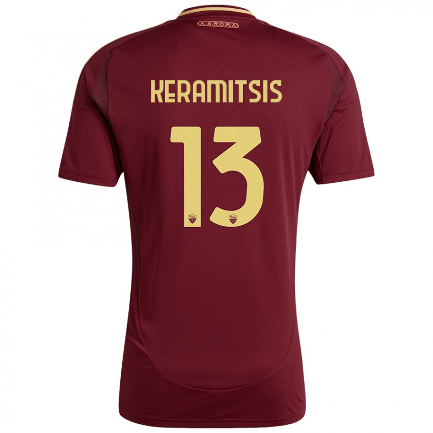 Børn Dimitrios Keramitsis #13 Rød Brun Guld Hjemmebane Spillertrøjer 2024/25 Trøje T-Shirt