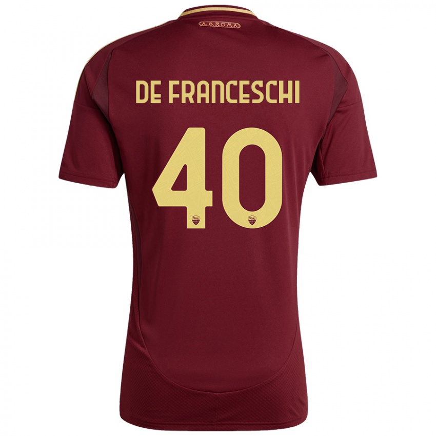 Børn Leonardo De Franceschi #40 Rød Brun Guld Hjemmebane Spillertrøjer 2024/25 Trøje T-Shirt