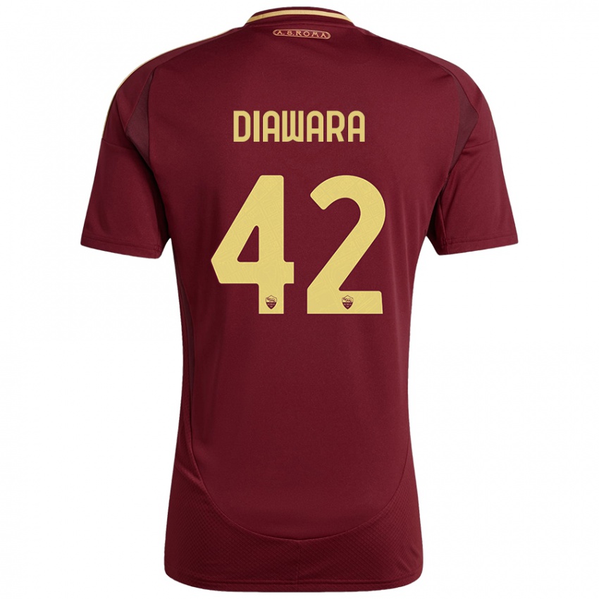 Børn Amadou Diawara #42 Rød Brun Guld Hjemmebane Spillertrøjer 2024/25 Trøje T-Shirt