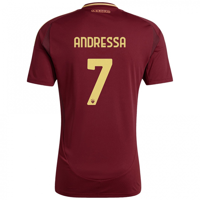 Børn Andressa #7 Rød Brun Guld Hjemmebane Spillertrøjer 2024/25 Trøje T-Shirt