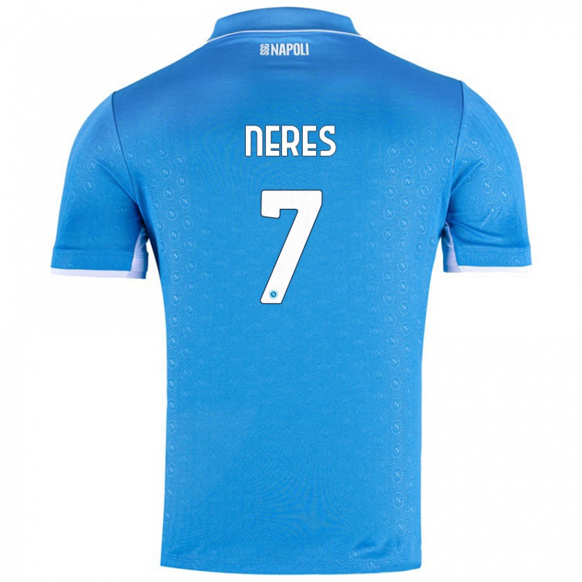 Børn David Neres #7 Himmelblå Hjemmebane Spillertrøjer 2024/25 Trøje T-Shirt