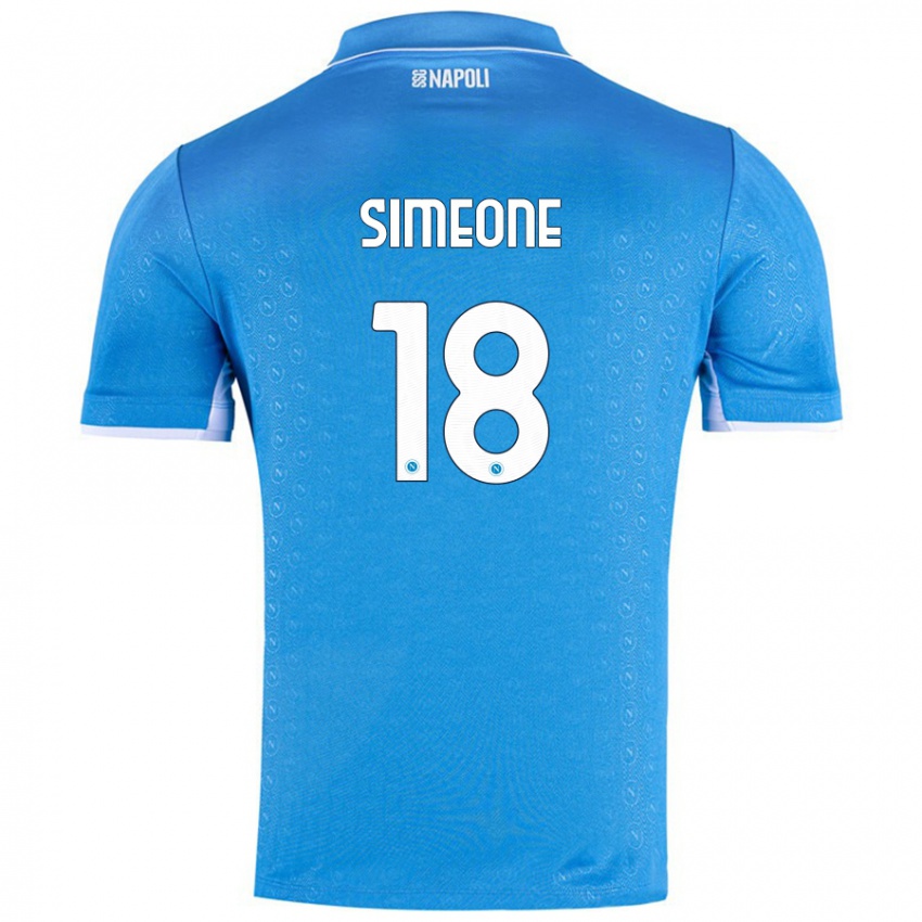 Børn Giovanni Simeone #18 Himmelblå Hjemmebane Spillertrøjer 2024/25 Trøje T-Shirt