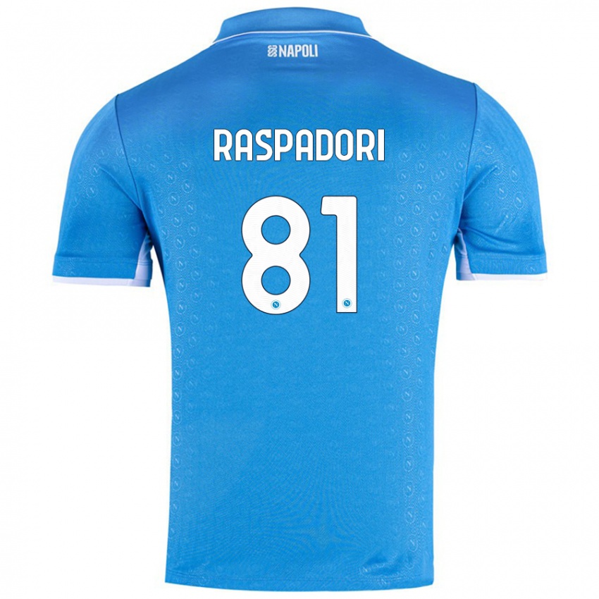 Børn Giacomo Raspadori #81 Himmelblå Hjemmebane Spillertrøjer 2024/25 Trøje T-Shirt